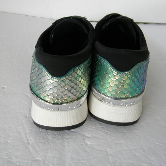 EUC MICHAEL KORS BLACK/MULTI Sneakers Rainbow Iridescent SLIP-ON SZ 6M - Picture 5 of 8